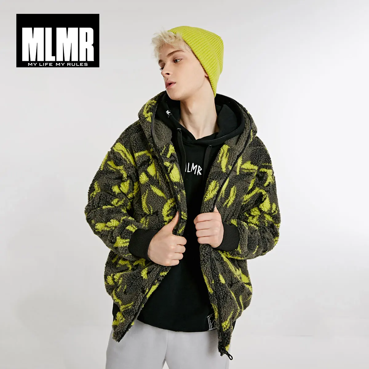 MLMR Мужская камуфляжная куртка с капюшоном из овечьей шерсти, теплая хлопковая зимняя куртка | 218409510