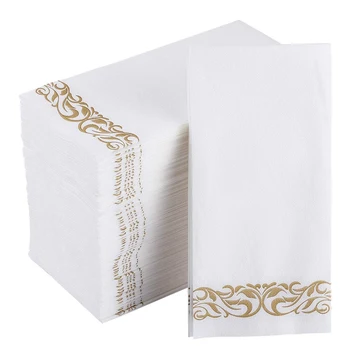 

Disposable Hand Towels and Decorative Bathroom Napkins with Floral Trim Perfect for Holidays, Dinners, Parties, Weddings, Cateri