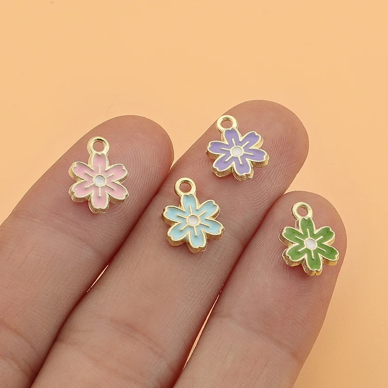 

40Pcs Alloy Enamel Flower Charms Small Daisy Pendant for Jewelry Making Fit Necklaces Earrings DIY Crafts Accessories