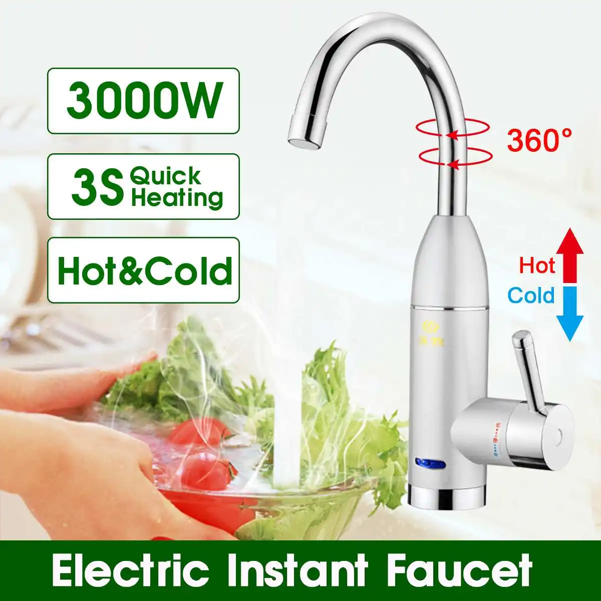 3000W Instant Electric Water Heater Faucet Fast Heating Kitchen Faucet Instantaneous Water Heater For Winter Cooking Washing