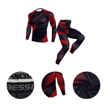 

Men T shirts Trousers Set 2 Piece Men's Sportswear Compression Suit Joggers Fitness Base Layer Shirt Clothes thermo underwear