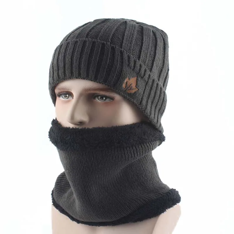 Зимние шапки мужские вязаные шарф теплые лыжные Gorras Bonnet зимние головные уборы
