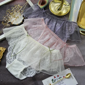 

Mesh Lace Fairy Transparent Sexy Girl Panties Japanese Style Sweet Princess Summer Kawaii Briefs Women's Low Waist Underpants