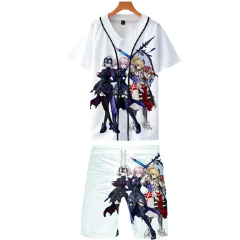 

2019 FateGrand Order two piece set jackets and shorts Kpop Fashion new cool print baseball jacket set for men streetwear