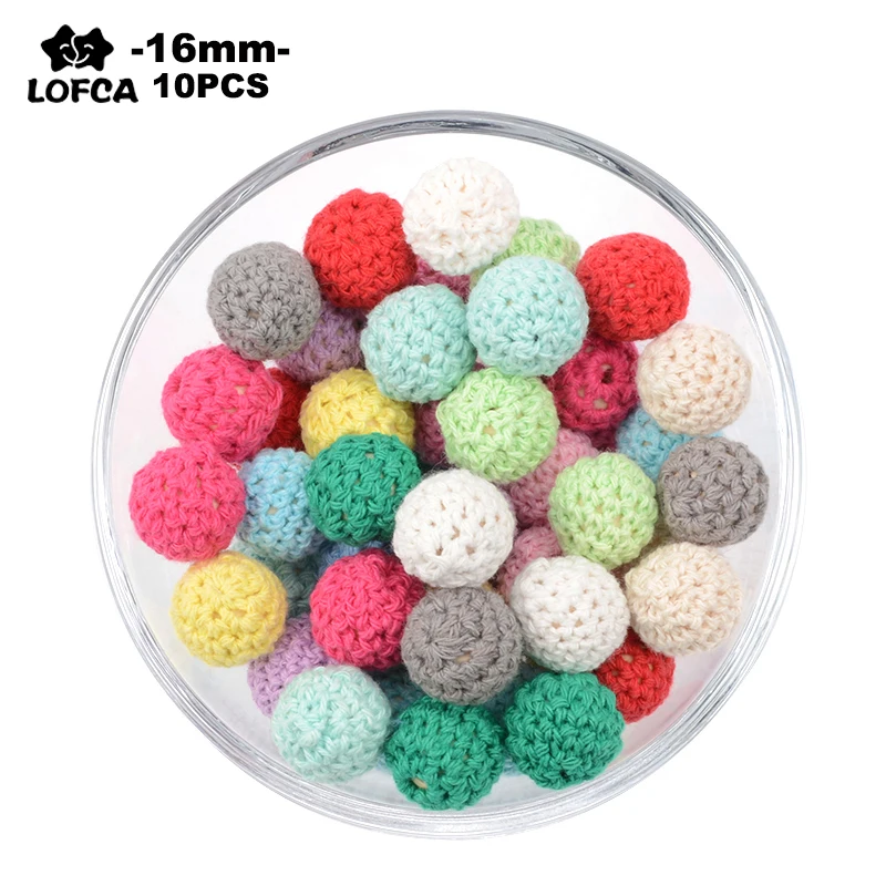 Beads Baby Necklace Wooden Knitting LOFCA Colorful Pacifier-Chain DIY 16mm 10PCS