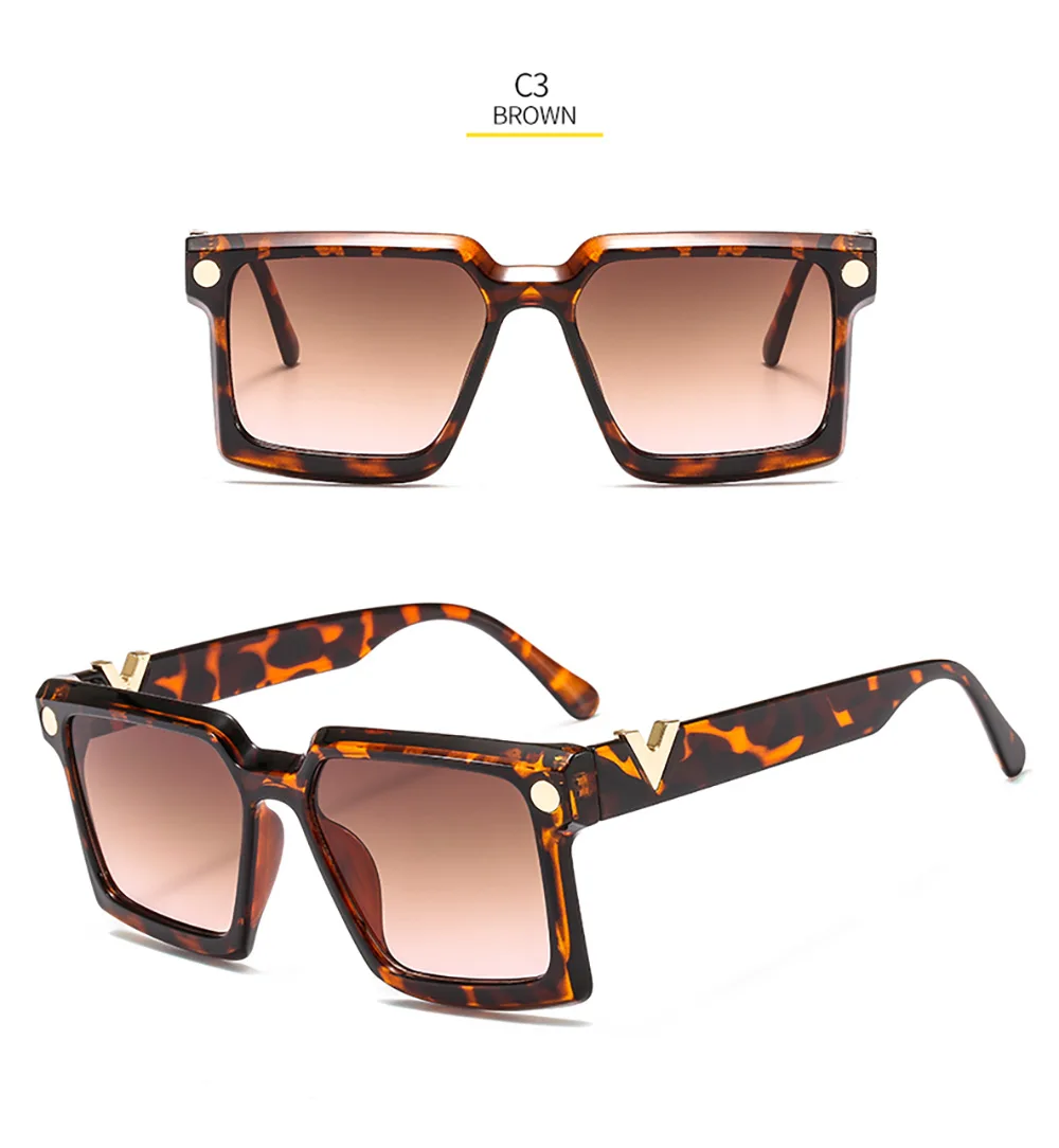 Солнцезащитные очки для женщин и мужчин, лето, новые модные квадратные трендовые солнцезащитные очки с v-образной символикой, 1793, водяное покрытие, цвет PC UV400