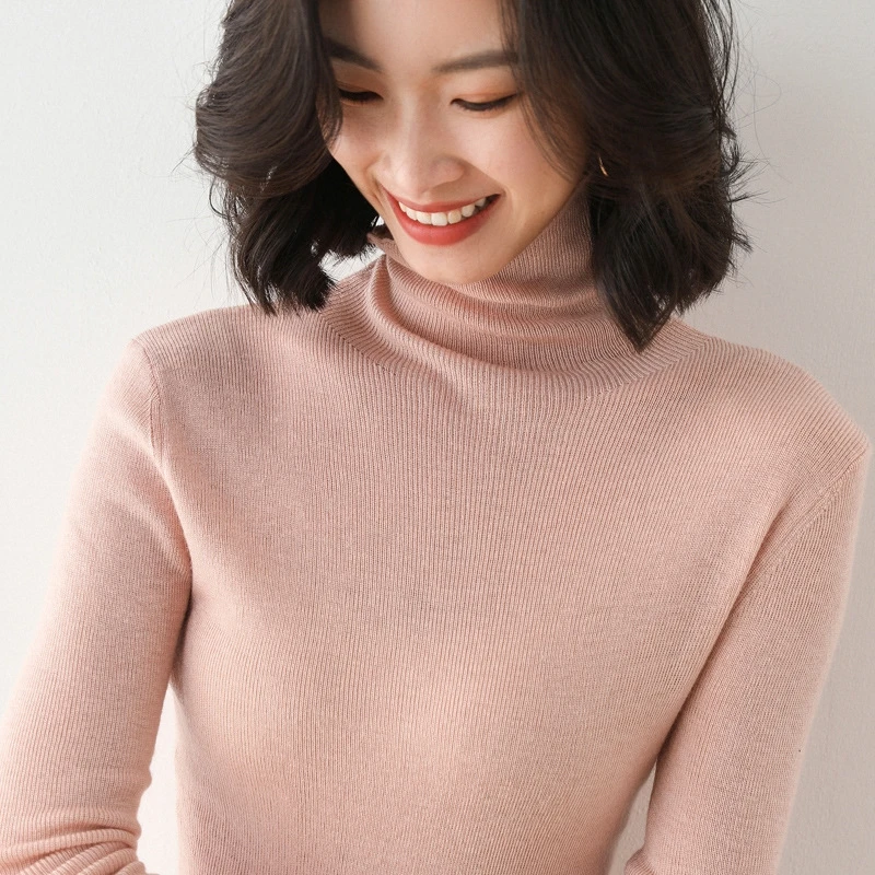 

Autumn Winter New Turtleneck Sweater Women Minimalism Pullover Pink Green Black White Khaki Purple Colorful Sweater Female Tops