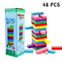 48 шт. DIY башня дерево составное здание Blockes игрушка для детей семьи Boardes игра доминг экстракт здание обучающая игрушка подарок - Color: 3