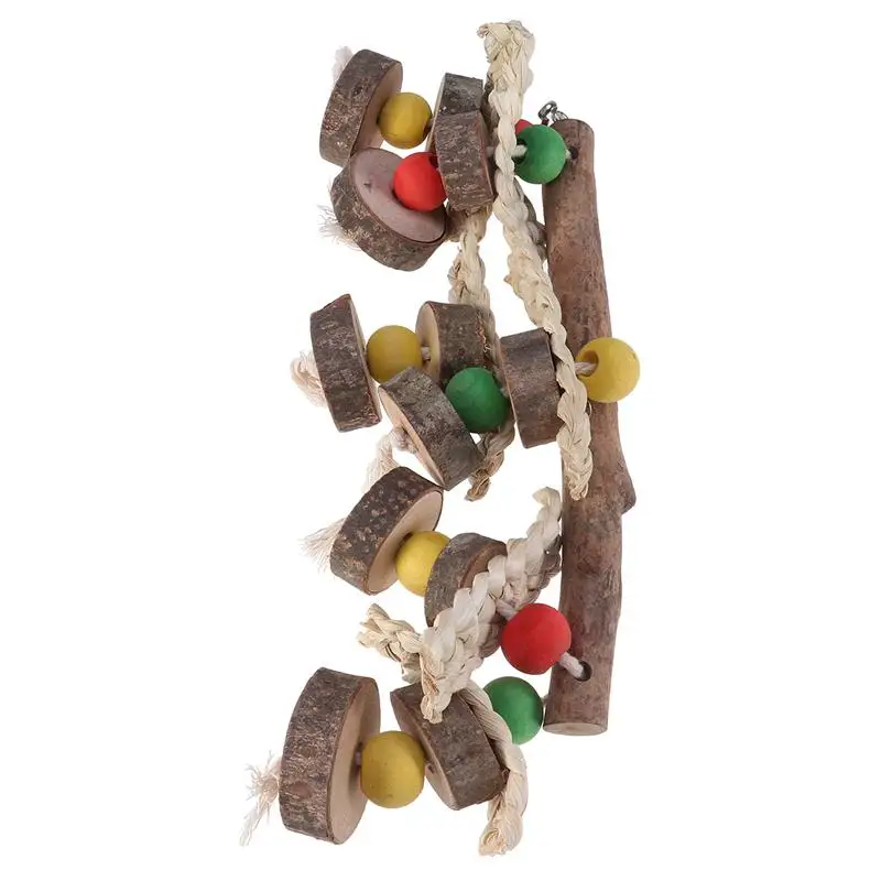 1PC Natural Wood Hanging Parrot Toys Chewing Toys Bird Training Bite