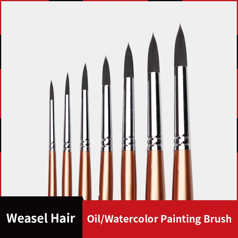 1Piece Mixed Animal Hair Professional Point Tip Paint Brush Long Handle Oil Paint Acrylic Painting Brush For School Art Supplies