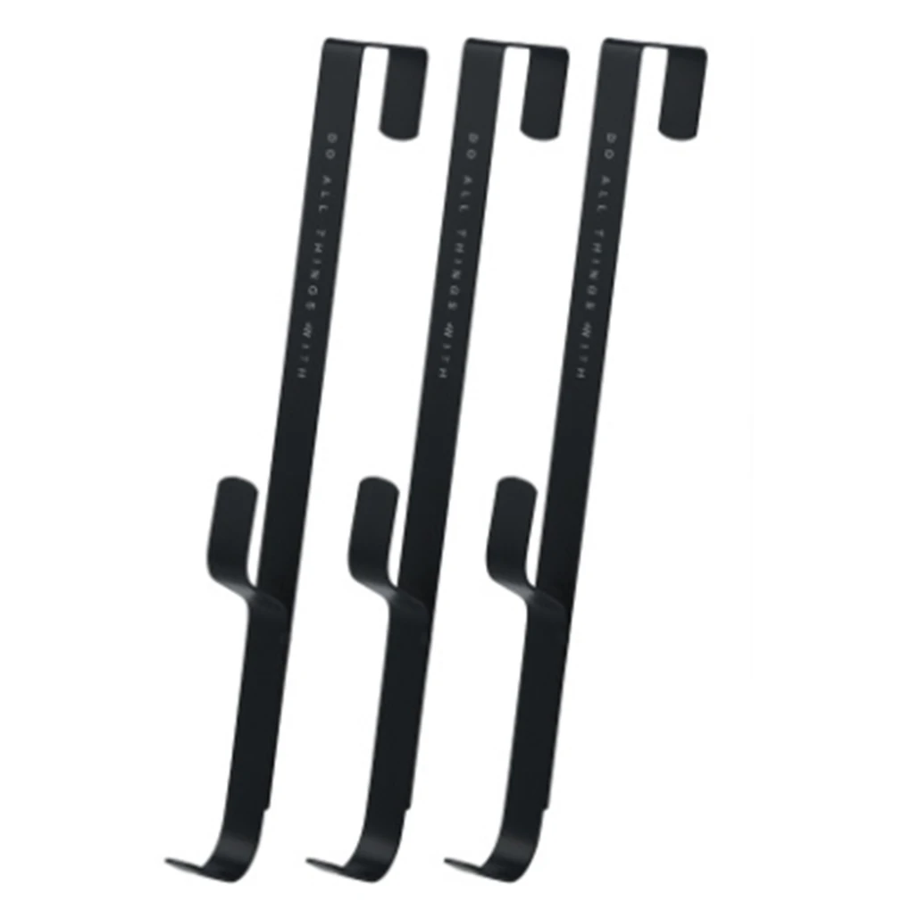 3pcs/pack Creative Removable Door Rack Hangers Door Iron Hook Storage Rack Organizer For Christmas Wreath Coat Bag Hat Robe - Color: black