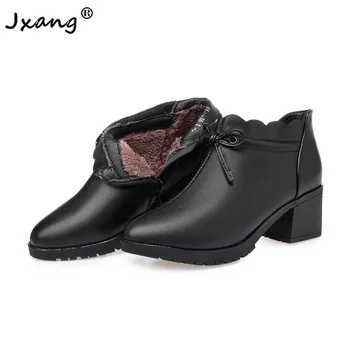 

JXANG 2020 fashion Winter Women's shoes Female Pointed Toe European And American Woman Boots Classic Boots wedding sexy black