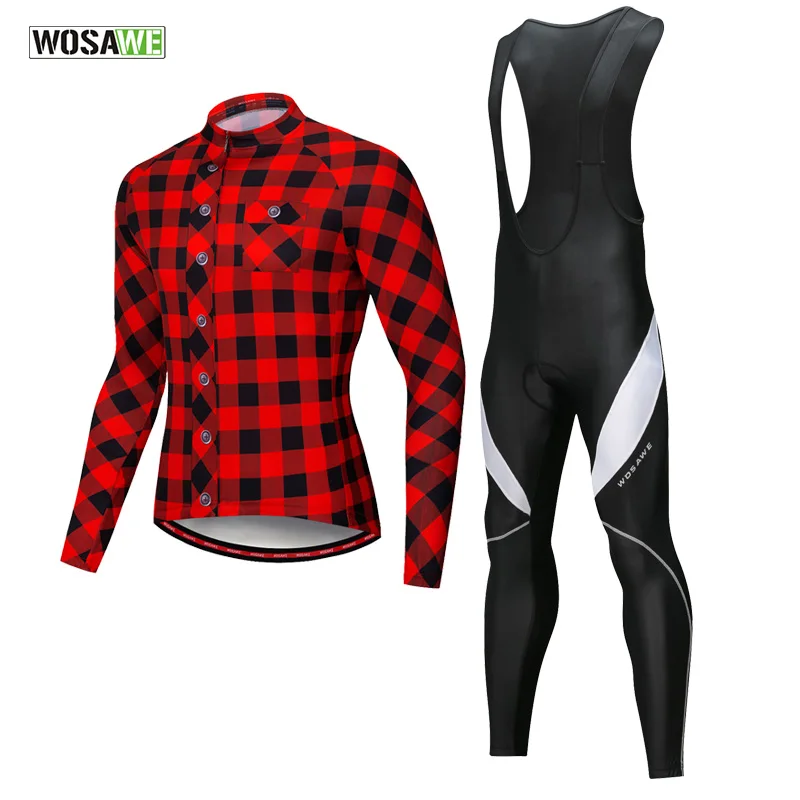 BL216 BL107 W Suit WOSAWE Осенняя велосипедная одежда с длинным рукавом, набор Джерси для велосипеда, быстросохнущие велосипедные костюмы, комплект для велоспорта, Ropa Ciclismo Hombre - Цвет: BL216 BL107 W Suit