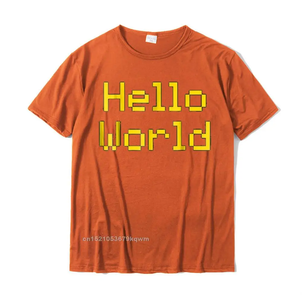 Printed On Hot Sale Men T Shirt Round Collar Short Sleeve 100% Cotton Fabric Tees Casual Tops Shirts Wholesale Hello World T-Shirt Coding Programming Tee Shirt__4857 orange