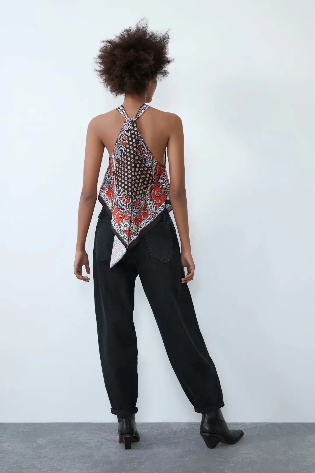 ZA Spring Summer Printed Sling Tops Women T Shirt Fashion Clothes Sleeveless Printing Halter Top Statement Clothing New