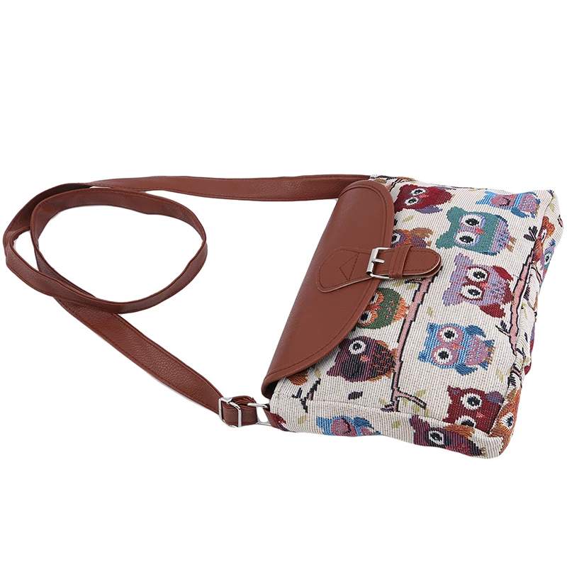 

Summer Women Messenger Bags Flap Bag Lady Canvas Owl Printed Crossbody Shoulder Bags Small Female Handbags