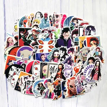 

70Pcs Demon Slayer: Kimetsu No Yaiba Anime Sticker Stickers PVC Graffiti Stickers Suitcase Luggage Guitar For Children Toys