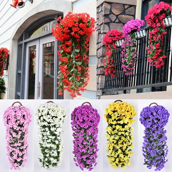 

Artifical Violet Flower Hydrangea Flowers Hanging Garland Vine Indoor Outdoor Wedding Party Decor Hanging Basket Wisteria Flower