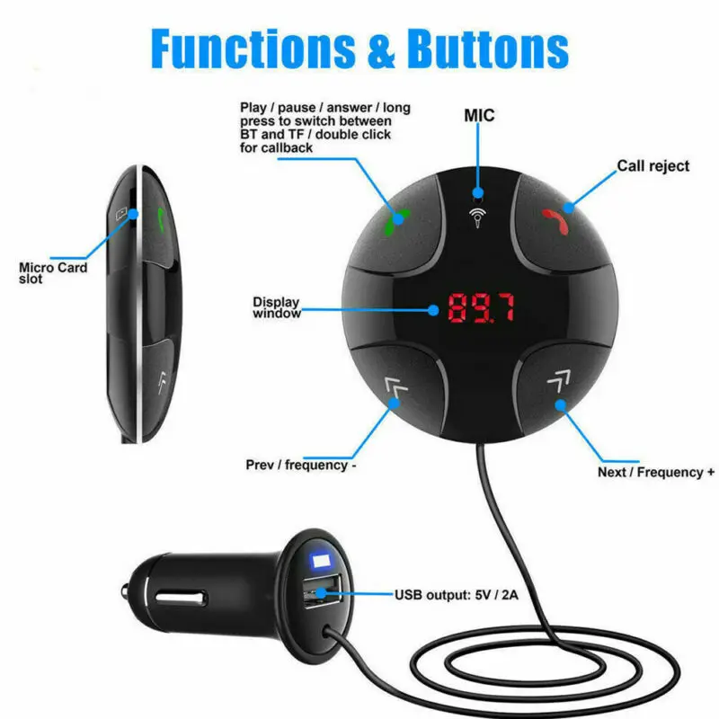 Автомобильный Bluetooth 2usb беспроводной fm-передатчик MP3 радио адаптер USB зарядное устройство автомобильный комплект