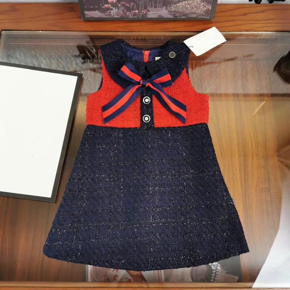 Новинка; платье принцессы на пуговицах; рождественское платье для маленьких девочек; сезон осень-зима; вечерние платья с бантом для девочек; Роскошная брендовая одежда для малышей