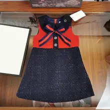 Новинка; платье принцессы на пуговицах; рождественское платье для маленьких девочек; сезон осень-зима; вечерние платья с бантом для девочек; Роскошная брендовая одежда для малышей