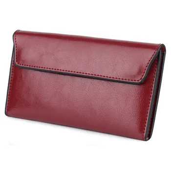 

HGCBB Vintage Luxury Women Leather Wallet Second Layer Cowhide Purse Ladies 2020 Womens Wallets with Card Holder Wine Red Black