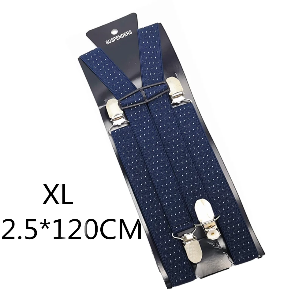 Navy dot-120cm 2,5 см ширина, для взрослых и детей, жаккардовые подтяжки в горошек, для мужчин и женщин, эластичные регулируемые подтяжки, подтяжки, свадебная праздничная одежда, подходящая рубашка - Цвет: Navy dot-120cm