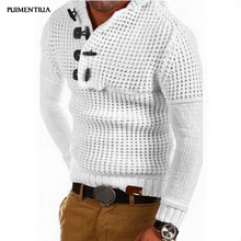 Мужской свитер Pui tiua, мужской осенний модный однотонный свитер, повседневный теплый вязаный джемпер, Мужской пуловер с длинным рукавом