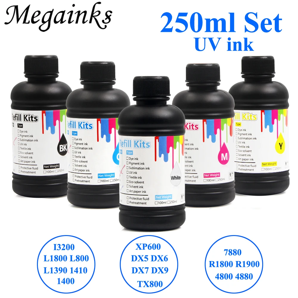Мягкие УФ чернила 250 мл светодиодные для Epson 1390 1400 DX4 DX5 DX6 DX7 печатающая головка Roland