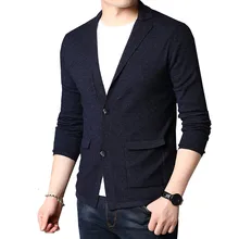 Новинка, модный свитер для мужчин, вязаный кардиган с v-образным вырезом, облегающий джемпер, вязаная Осенняя повседневная мужская одежда в Корейском стиле