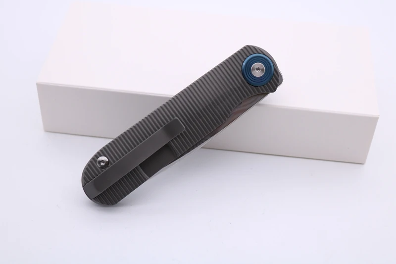Smke ножи Shamwari передний Флиппер складной карманный нож 3,5 ”дамасское лезвие 3D титановая ручка тактический нож для выживания