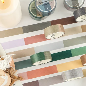 

Contrast Color Wshi Tape 15mm Multi Retro Colors Splicing Adhesive Masking Tapes Stickers Decoration for Book Home DIY Art F6131