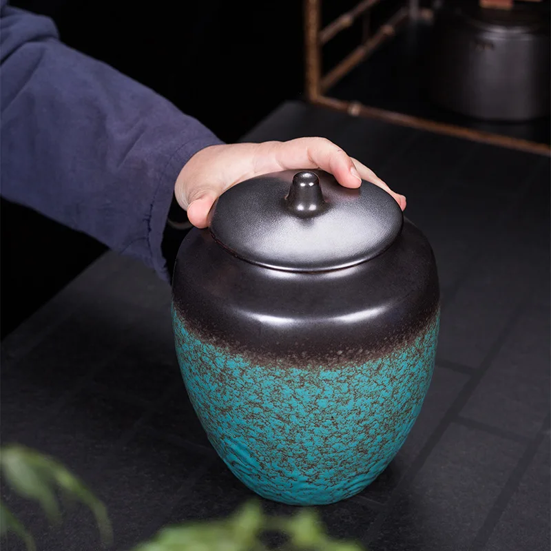8" Large-Sized Funeral Urn Cremation Urns for PET Human Ashes Adult Made in Ceramics With Manual Relief Display Burial Urns