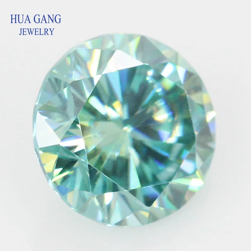 1 Carat Blue Color Moissanite Stone Beads 6.5mm Brilliant VVS1 Excellent Cut Grade Test Positive Lab Diamond For Jewelry
