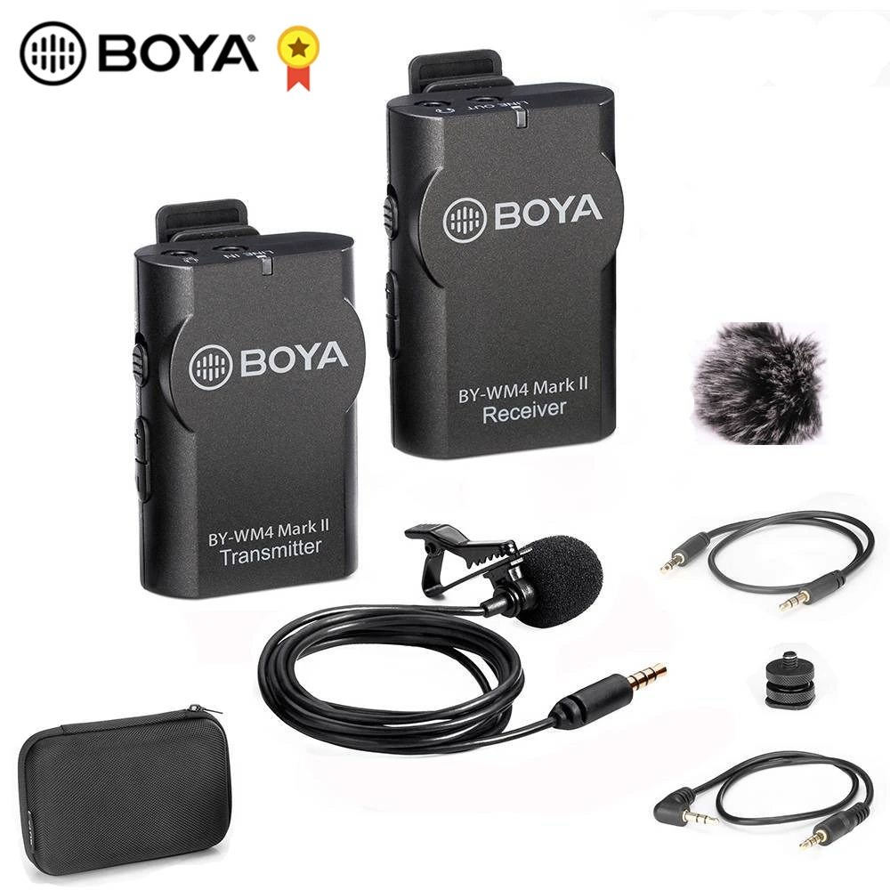 BOYA BY WM4 Mark II телефон беспроводной микрофон для iPhone Android DSLR SLR камера DV видеокамера PC