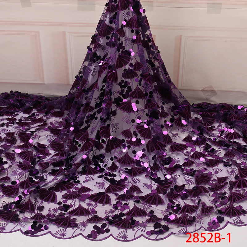 Purple Color Korea Italian African Pakistan Upholstery Embroidery Polyester Dress Price Glitter Velvet Large Sequin Lace Fabric