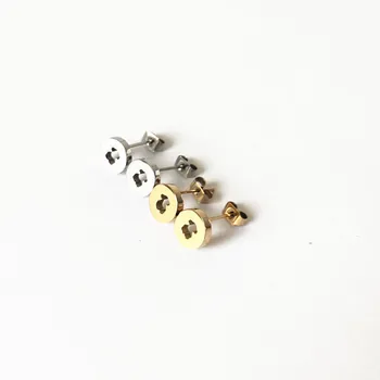 

New Fashion Women Silver Color Gold Stainless Steel Round Hollow Circle Animal Bear Flower Star Stud Earrings Pulseras Jewelry