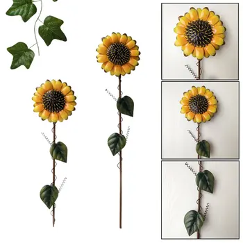 

Home Decoration Metal Sunflower Garden Stakes Spring Outdoor Ornament Plant Artificial Sunflower Stake Lawn Yard Christmas Decor