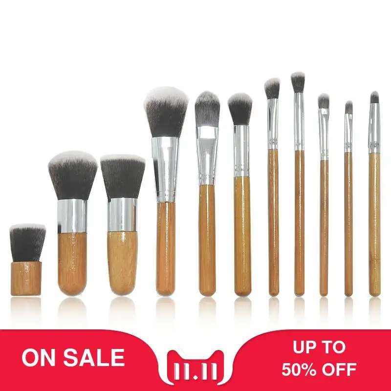 Набор кистей для макияжа с бамбуковой ручкой кисть растушевки подводки теней