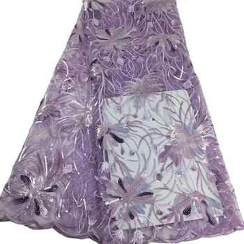 

Women dresses fabrics African lace fabric ADP1 New arrival Chrysanthemum pattern with full of sequins French net lace fabric