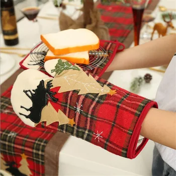 

Christmas Oven Mitts Baking Anti-Hot Gloves Pad Oven Microwave Insulation Mat Baking Kitchen Tool Kerst Christmas Home Decor
