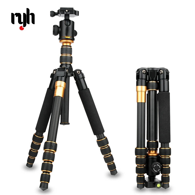 Tripod Monopod Ball Head Carbon Fiber Professional Portable Travel Lightweight for DSLR Digital Camera Stand Q666C 15kg Max Load