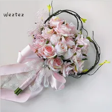 Новые розовые свадебные букет розы Свадебное Украшение искусственное цветок невесты Свадебный букет аксессуары SPH72