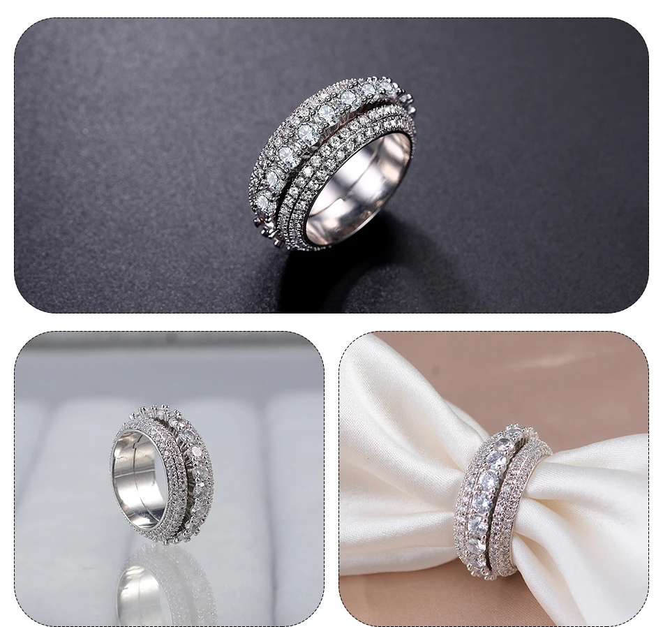 UMODE, модное, уникальное, вращающееся, роскошное, проложенное, кольцо вечности для женщин, обручальное кольцо, браслет, подарки, ювелирное изделие AUR0573A