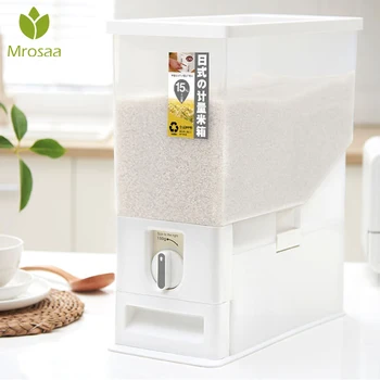 

Mrosaa Kitchen Rice Storage Box Bucket Moisture-proof Insect-proof Sealed Cereal Dry Food Box Grain Storage Bin Rice Container