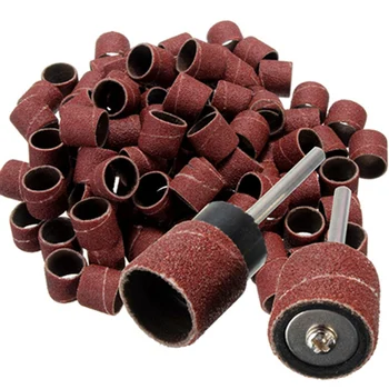 

100pcs Sanding Bands Sleeves 2 Mandrels Grinding Polishing Sandpaper Circle Sandring Electric Grinding Tool Dedicated Sand Ring