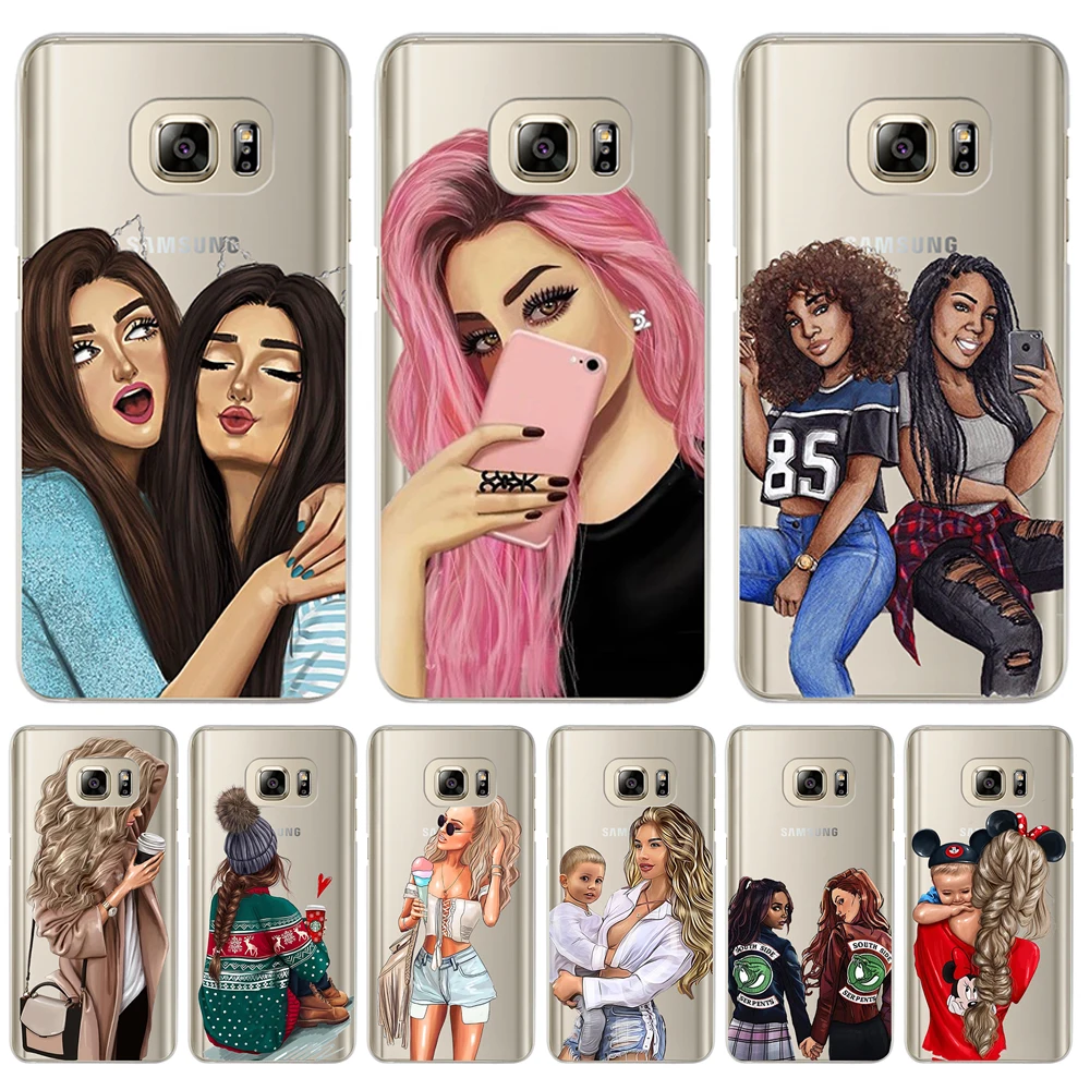 

Girl luxury For Samsung Galaxy S6 S7 Edge S8 S9 S10 Plus Lite Note 8 9 10 M10 M20 M30 Plus pro phone Case Cover Coque Etui Funda