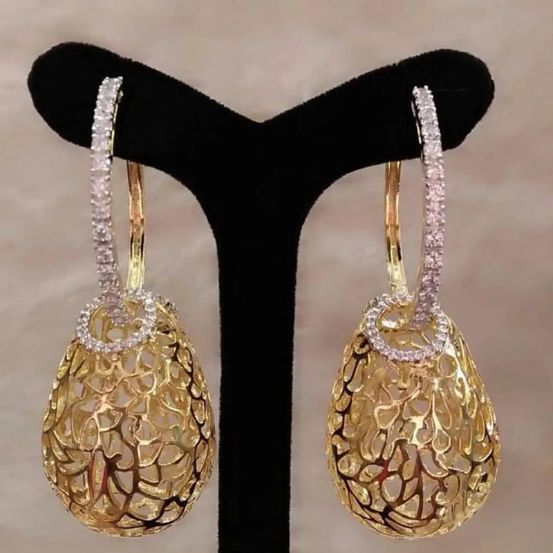 

GODKI Jimbora Luxury Big Round Hollow Pendant Circle Earrings For Women Statement Bride Wedding Luxury Earrings Jewelry 2019