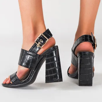 

Square Women's shoes Lady Open Toe One Band Buckle Sandals High-Heel Fashion Shoes woman Sandals#g30