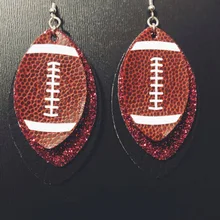 3D футбол лист серьги из кожи для женщин Многослойные блестящие каплеобразные серьги легкие модные серьги подарок для мамы